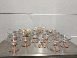23 glasses with pink bases